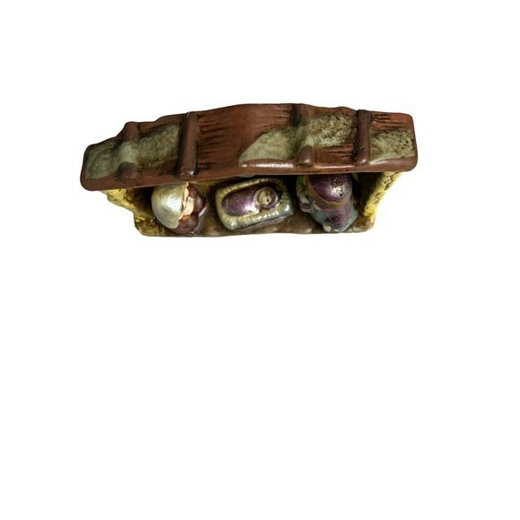 Vtg Nativity Sculpture Manger Stable Baby Jesus Xmas‎ Hand-painted Ceramic 4.25" - Picture 6 of 8